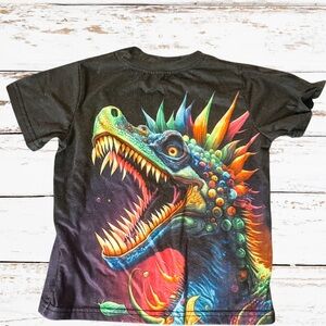Black Kids' T-Shirt with Colorful Dragon Design